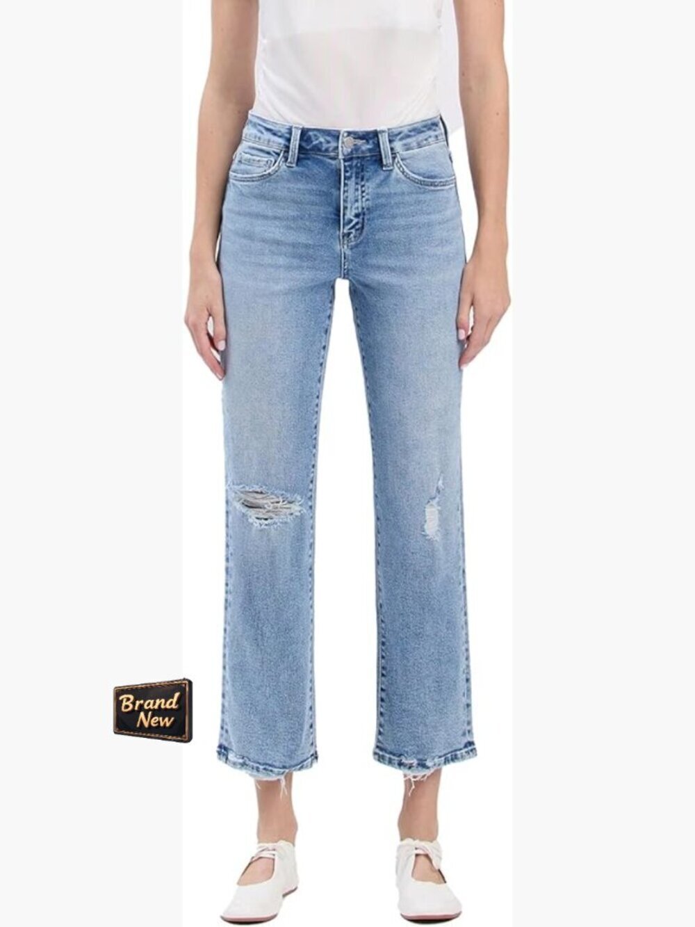 High Rise Ankle Straight Jeans T6525